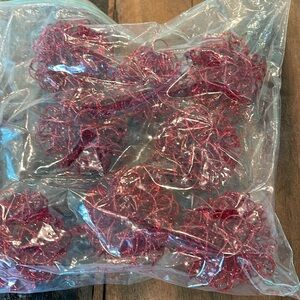 EUC set of 8 metal red glitter balls